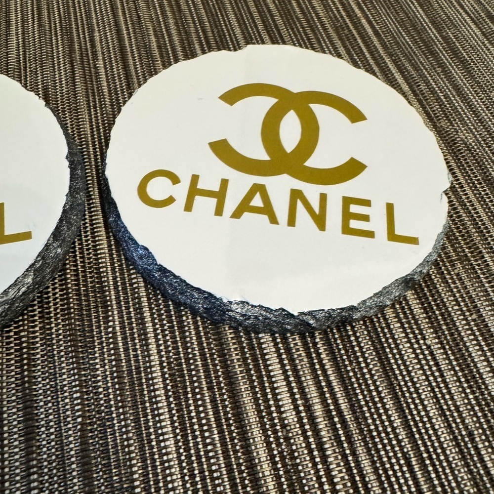 White Coasters with Gold Logo - Picture 4 of 5